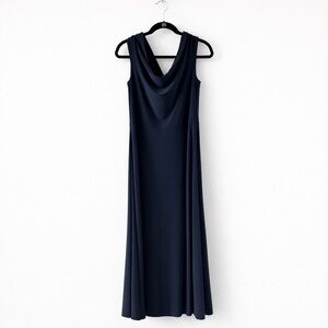 ARITZIA WILFRED Navy Cowl Neck Midi Dress Sleeveless | Minimalist | Size Large